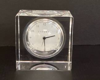 Lot 280 Signed Steuben Crystal Cube Clock