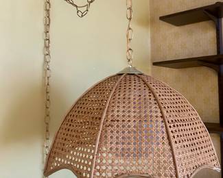 Vintage Rattan Wicker Hanging Light