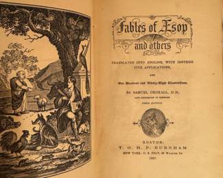 1867 edition Fables of Esop and others publisher Burnhum