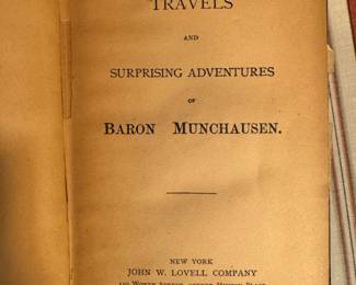 1890' rare edition The travels and surprising adventures of baron Munchausen publisher John W Lowell Co