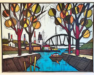 Jean Nerfin- Oil on Canvas, ‘Sailboat in Harbor’ Circa 1977, California Artist.