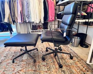 Eames Soft Pad High Back Executive Office Chair and Ottoman..