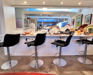 Cantoni ‘Thomas’ Adjustable Height Bar Stools upholstered in Ecopelle