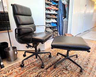Eames Soft Pad High Back Executive Office Chair and Ottoman..