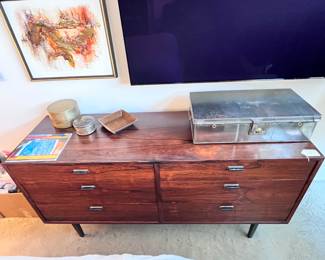 Mid Century Rosewood Dresser and Chest in a Harvey Probber or Jack Cartwright Style..