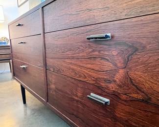 Mid Century Rosewood Dresser and Chest in a Harvey Probber or Jack Cartwright Style..