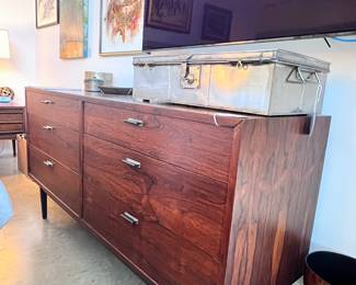 Mid Century Rosewood Dresser and Chest in a Harvey Probber or Jack Cartwright Style..