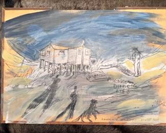 Mark Adams- Original Paper on Board/Mixed Media, ‘Dune Life’ Circa 2011, Provincetown, MA..