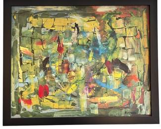 Raymond Karpuska, Abstract Oil on Canvas. American Artist 1952.