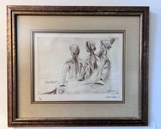 Mario Cocchieto- Lithograph, ‘Three Nudes’ Circa 20th Century..