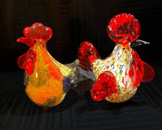 More Art Glass Roosters