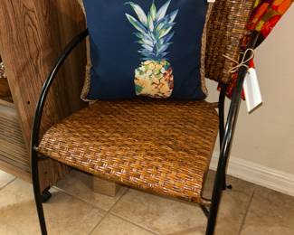 We have a pair of these cute woven wicker chairs.