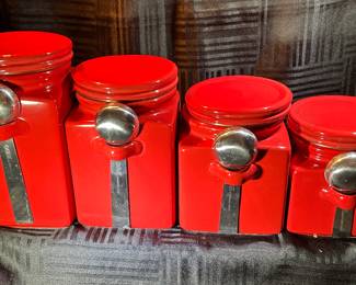 Red Ceramic Oggi Canister Set