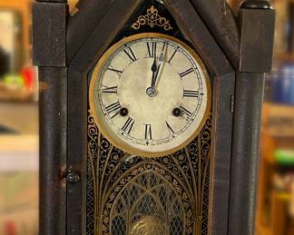 Antique Jerome & Co Sharp Gothic Steeple Mantel Clock