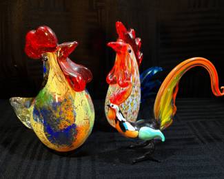 Art Glass Roosters