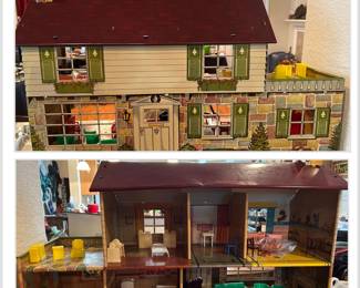 Vintage Marx Walt Disney Tin Dollhouse with Furniture 