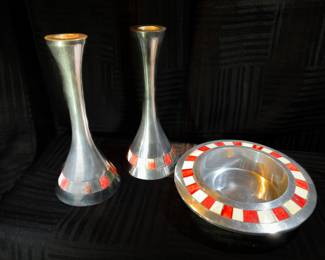 Mikasa Holiday Carnaval Candle Sticks and Bowl