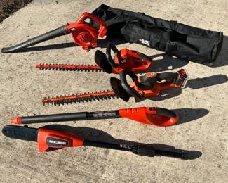 Black and Decker Cordless Pole Saw, Blower Ann Hedge Trimmer