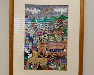 MEXICAN FOLK ART (WEDDING SCENE) made on tree bark