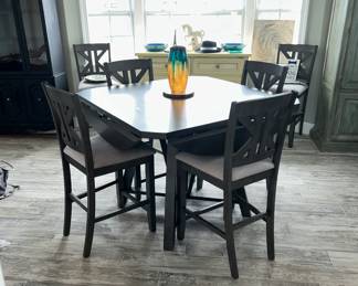 High Top Drop Leaf Table w/6 Stools