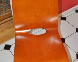 Front Detail of the Beech Wood and Chrome Dining Chair, 16.5"W x 18"D x 34" Tall, 6 Available 