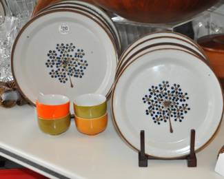 Beautiful Dansk Denmark "Linden Blue" Brown Mist Set of 8 Includes 4 Salad Plates and 4 Dinner Available.