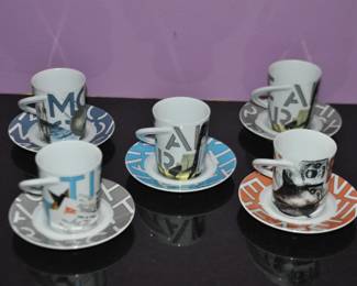 Incredible Rosenthal Studio-Line 20th Century Landmark Collection Design by Yang Demitasse Cups & Saucers, Set of 5.