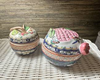 A Pair of Antique Chinese Hand Painted Porcelain Trinket Box by Qian Long.