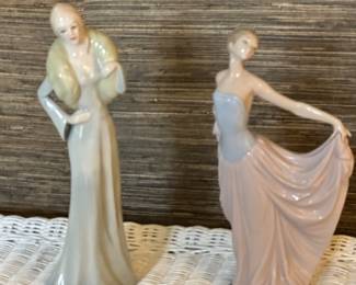 Fabulous Retired 13" Royal Doulton Figurine "Lady Chic" Reflections 2997, Shown with a Lladro 12" Porcelain "Dancer" #5050 Figurine Handmade in Spain