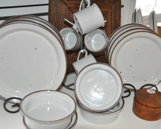 Vintage 1970's Dansk "Brown Mist" Stoneware Dinnerware Collection, 4 Piece Place Setting for 4.