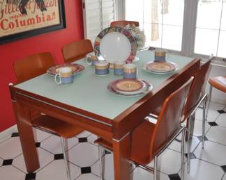 Wonderful Kitchen Featuring an Amazing Design Within Reach Spanna Rectangle Extending Table in Solid Beech Wood with Frosted Tempered Glass Tabletop and 6 Molded Chairs!
