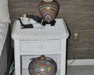 Great Wicker Side Table Shown with Wonderful Home Decor