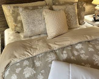 Lovely Martha Stewart Full/Queen Comforter Shown with Wonderful Decorative Throw Pillows from Waterford and Hotel Collection Shown with a Queen Size Stearns and Foster Mattress and Box Spring