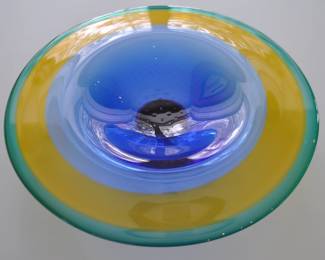 Detailed View of the Signed Alonso Gonzalez for Nouvel Studios Art Glass Centerpiece Bowl, 13"