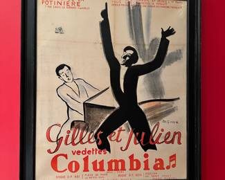 Vintage Framed Canvas by André Girard  (French, 1901-1968), " Gilles et Julien", 1932. 43"H x 36"W