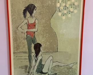 Mid Century Artist Brad Bennett, "Young Ballerinas" Lithograph Signed and Numbered 45/260, 19.5" x 25.5"