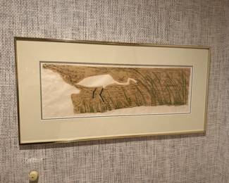 Elegant Egret Print Signed and Numbered, Charles E. Staats, 21/50, 33.25" x 16.25".