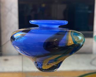 2" Miniature Blown Glass Vase Ioan Nemtoi, Signed Vase.