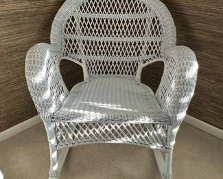 Wonderful Pemberly Row Rocker Wicker Chair, 35.5"D x 20"H x 37"