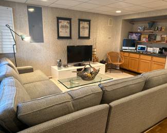 Amazing Lower-Level Family Room Complete with a Beautiful Ethan Allen Sectional, Home Decor, Family Games and Computers!