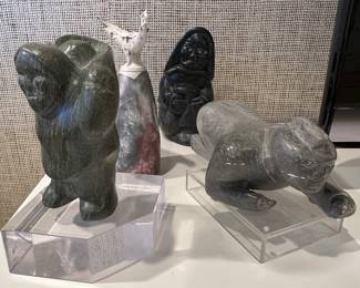 Great Collection of Inuit Soapstone Carvings.