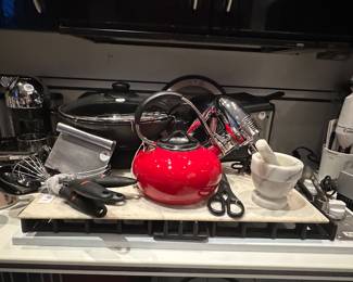Still more Great Kitchen Appliances Available Including Many OXO Utensils, a Great West Bend 6qt. Electric Wok and an Enamel on Steel Classic Loop Chantal Teakettle. 