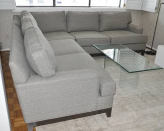 Ethan Allen Gray Three Piece Sectional, Longest Sides  66"x39"D x 31" H and the Corner is 39" x 39"