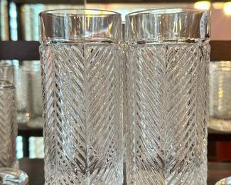 Beautiful Collection of 3 Sets of Ralph Lauren "Herringbone" Highball Glasses, Two Sets of Four and One Set of 6.