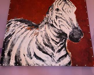 Amazing Oversized Facrice De Villeneuve Zebra Giclee on Canvas, 48"x 48".