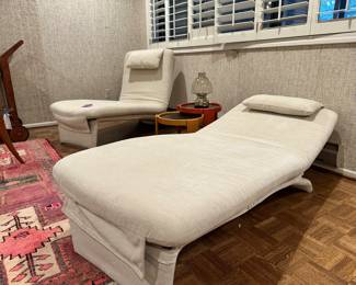 Another View of a Pair of Adjustable Retex Lounge Chairs, 28"W x 14"H x62" L when Fully Extended.