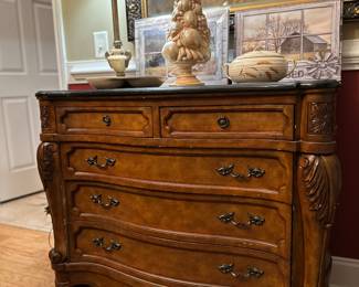 Green marble top hutch.
