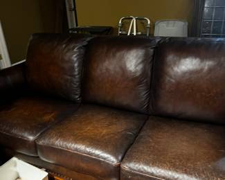brown leather couch for 3.