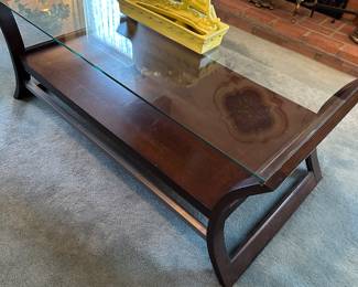 Nice matching glass top coffee table and 2 end tables