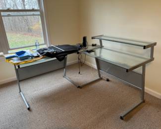 3 pc glass and metal desk.  